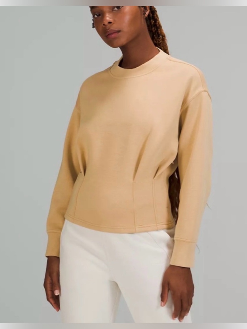Lululemon Gathered Waist Crew Pullover Pecan Tan ORG RETAIL $118
